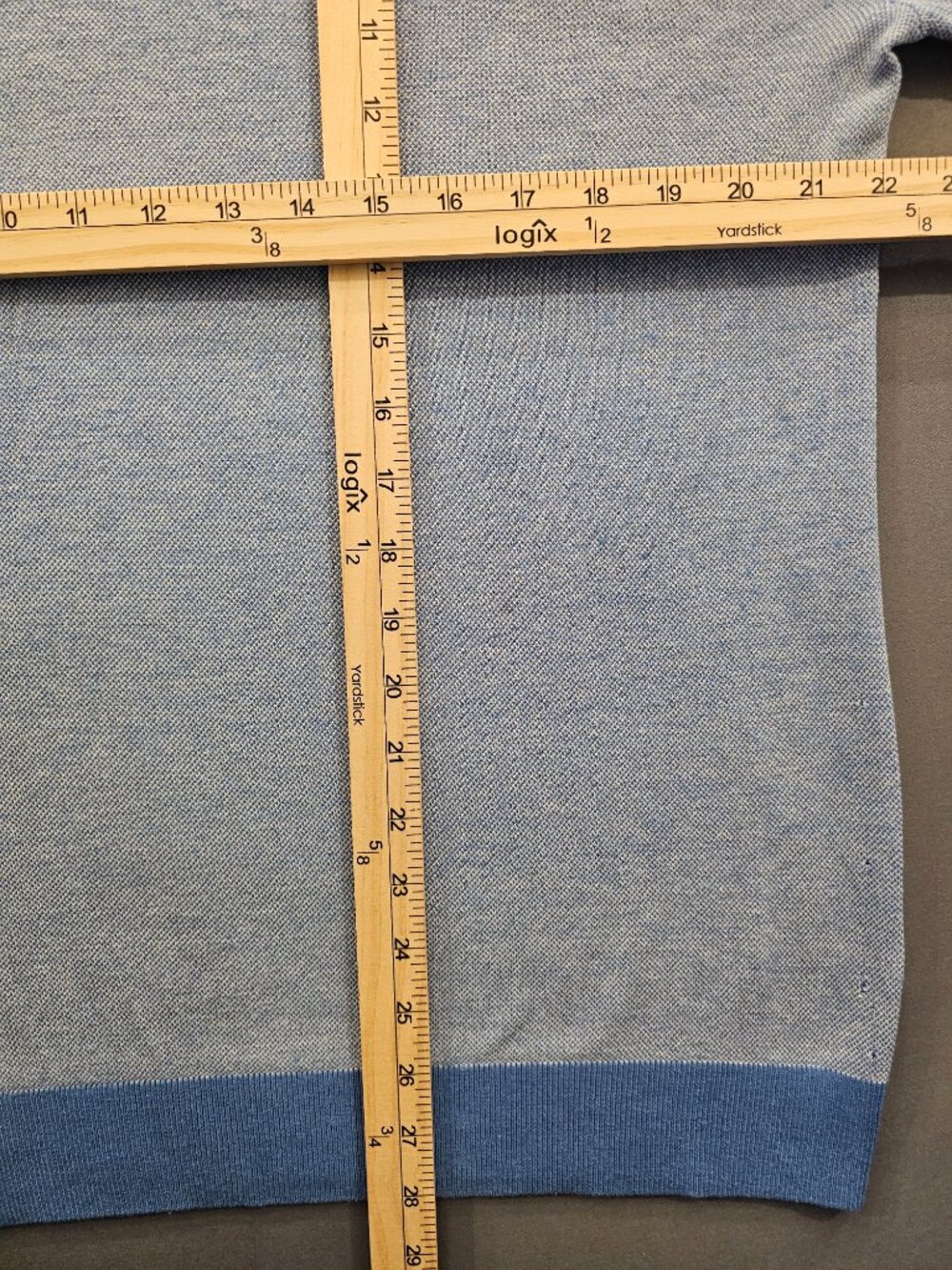 Bugatchi Men's Double Sided Pique Heather Quarter Zip Pullover Sweater Blue L - Picture 5 of 5